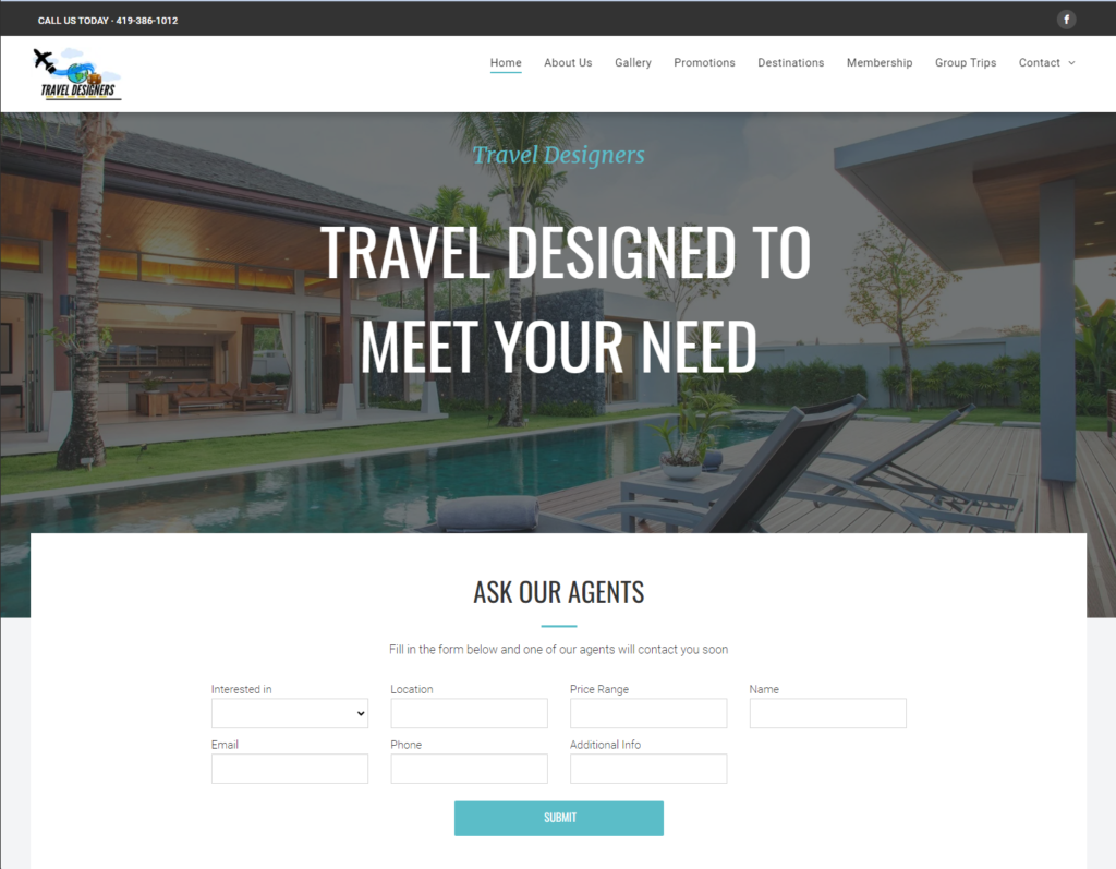 Travel Designers website mockup